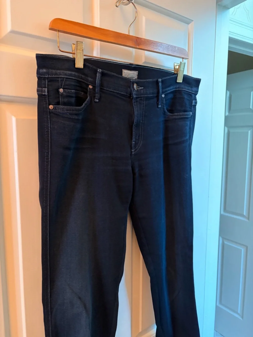 Mother Classic Women's Dark Denim Straight-Leg Jeans - Picture 2 of 8